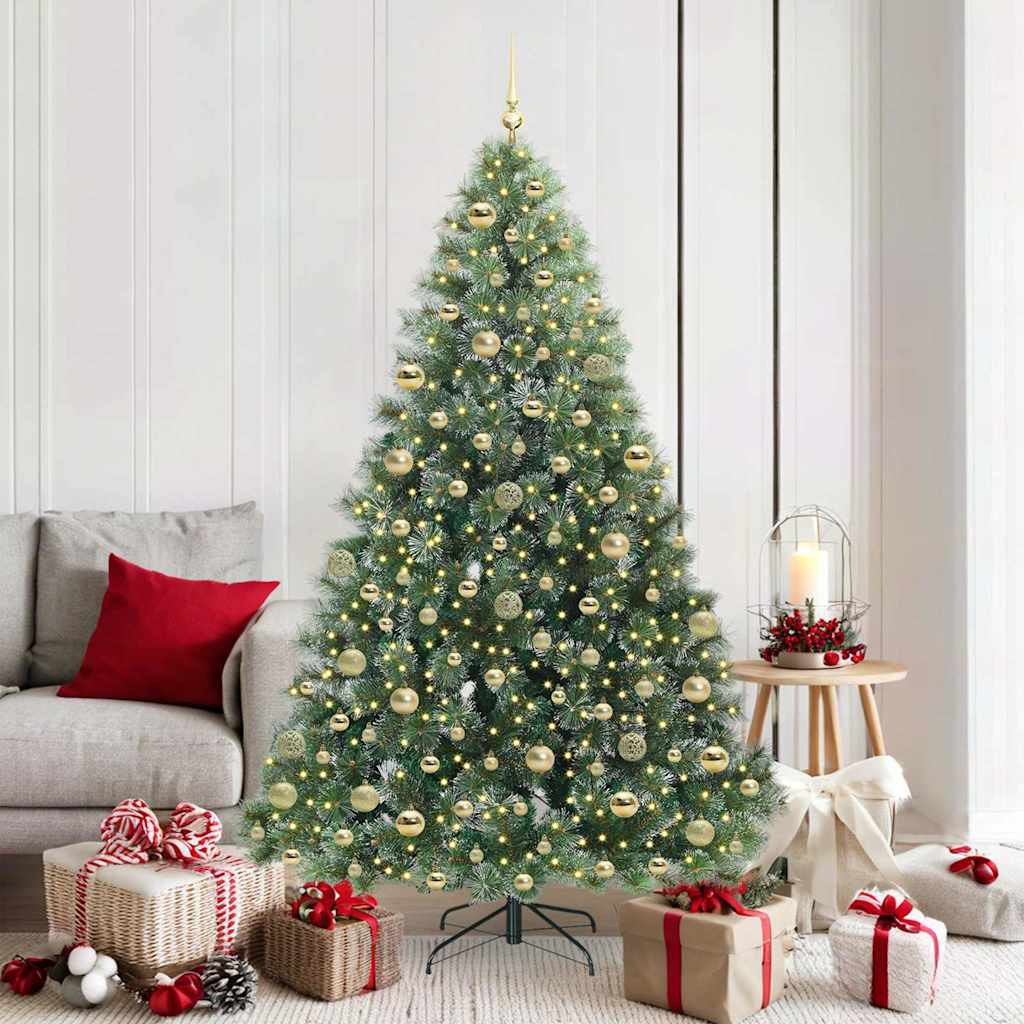 Kunstig juletre med 300 LED med stativ grønn 180 cm PE og PVC