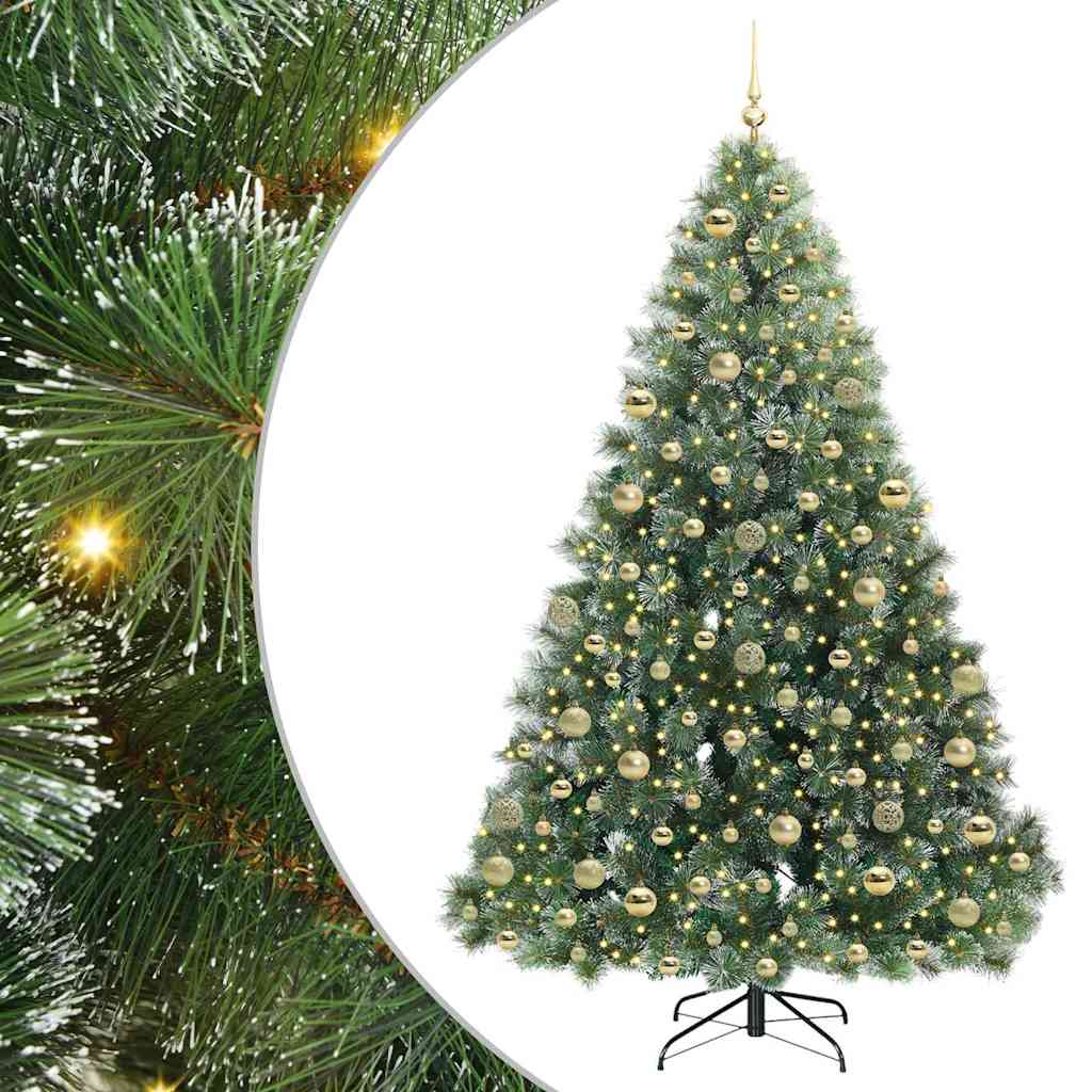 Kunstig juletre med 300 LED med stativ grønn 180 cm PE og PVC