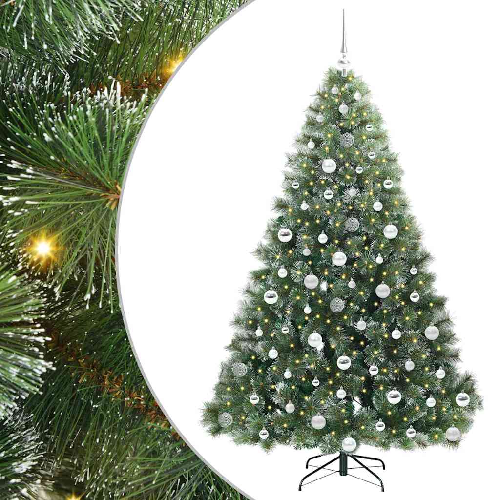 Kunstig juletre med 300 LED med stativ grønn 180 cm PE og PVC