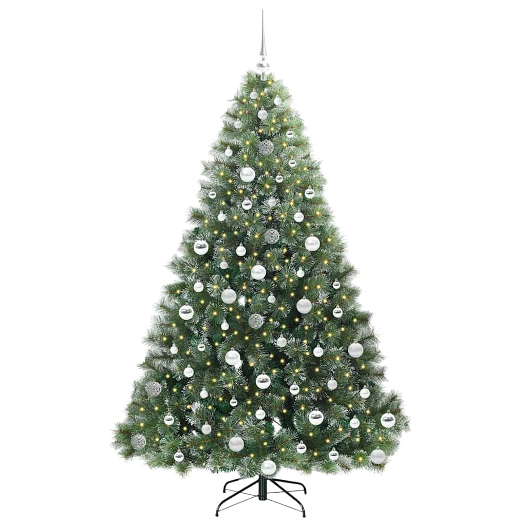 Kunstig juletre med 300 LED med stativ grønn 180 cm PE og PVC