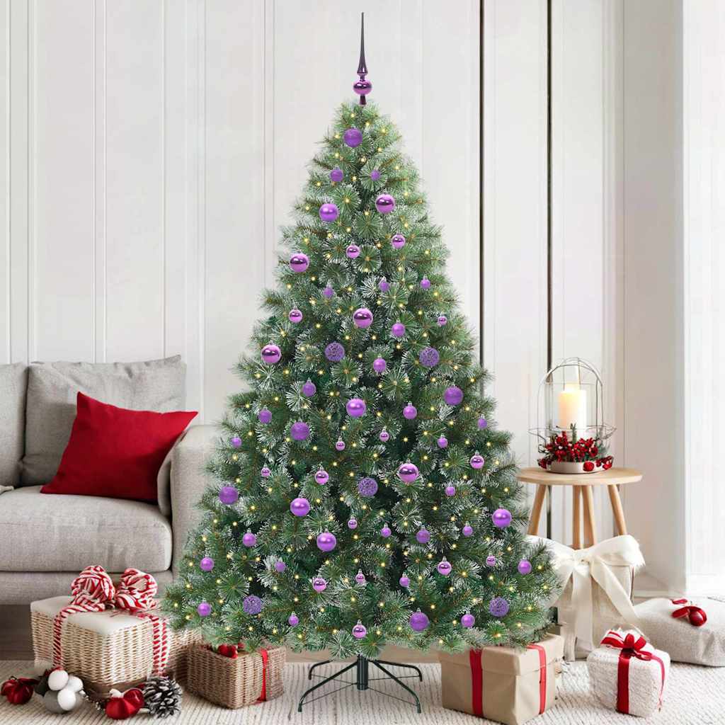 Kunstig juletre med 300 LED med stativ grønn 180 cm PE og PVC