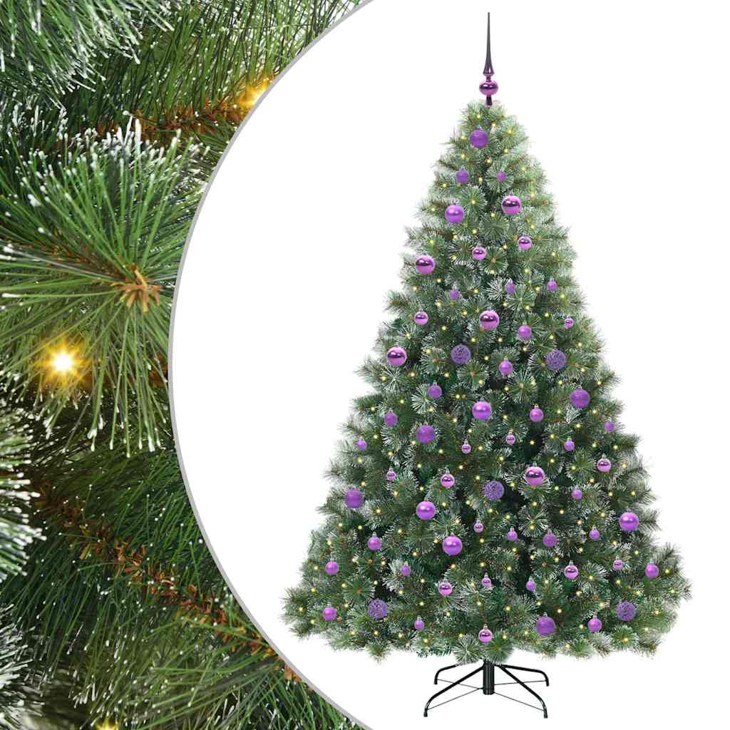 Kunstig juletre med 300 LED med stativ grønn 180 cm PE og PVC