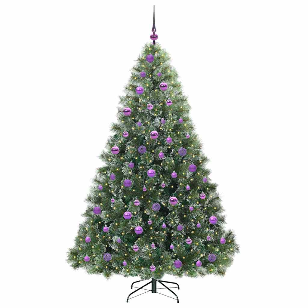 Kunstig juletre med 300 LED med stativ grønn 180 cm PE og PVC
