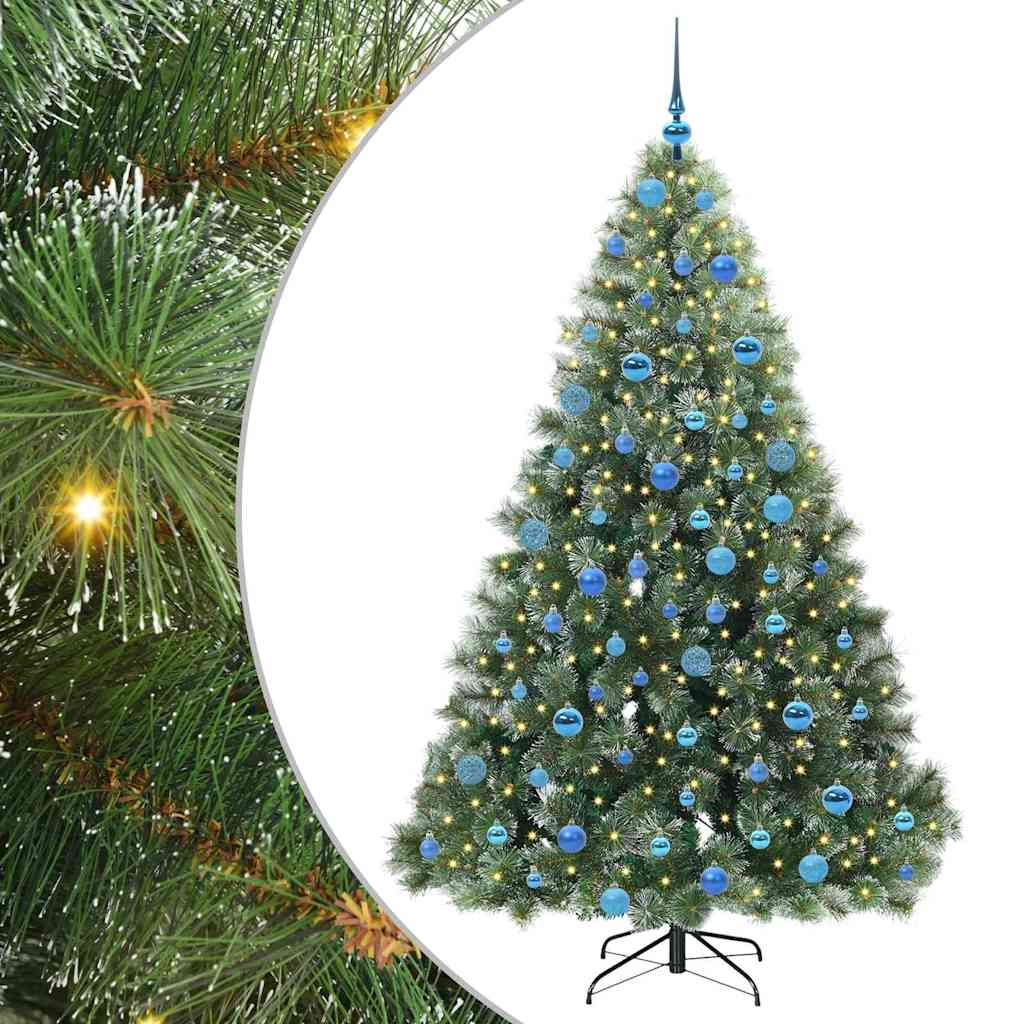 Kunstig juletre med 300 LED med stativ grønn 180 cm PE og PVC