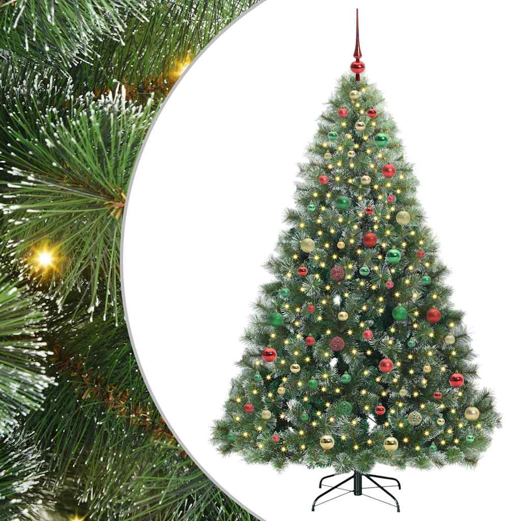 Kunstig juletre med 300 LED med stativ grønn 180 cm PE og PVC
