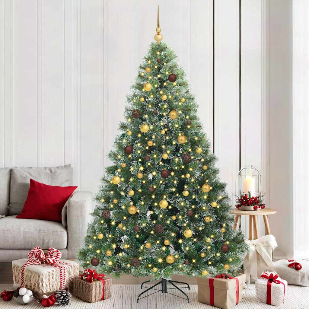 Kunstig juletre med 300 LED med stativ grønn 210 cm PE og PVC