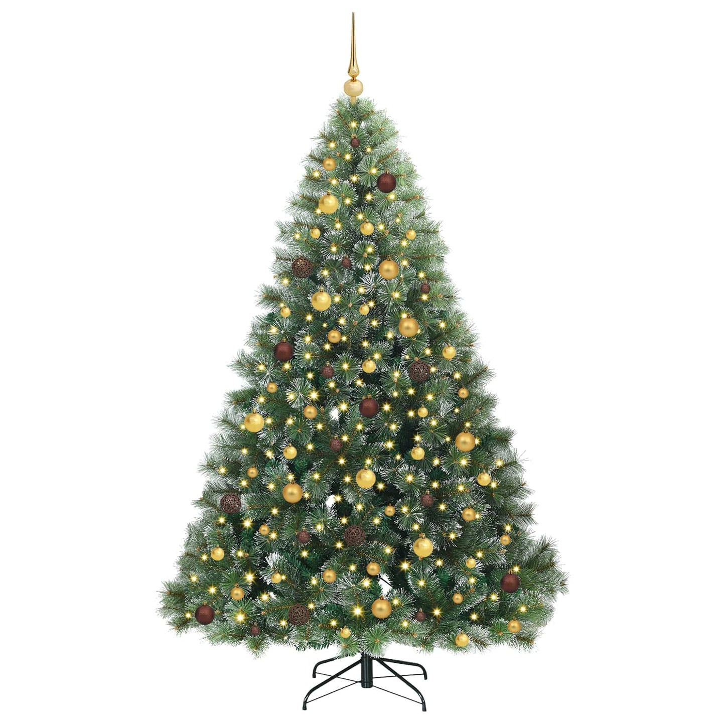 Kunstig juletre med 300 LED med stativ grønn 210 cm PE og PVC