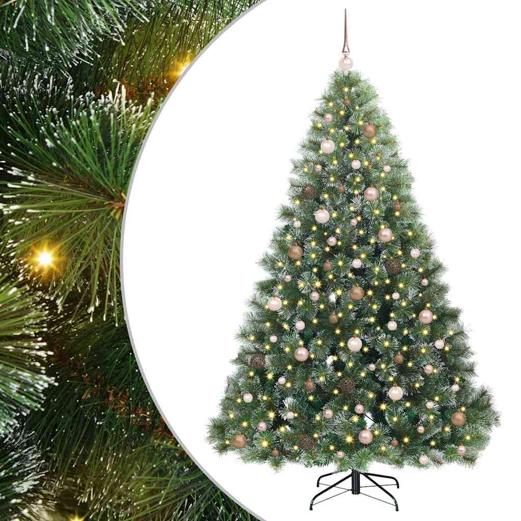 Kunstig juletre med 300 LED med stativ grønn 210 cm PE og PVC