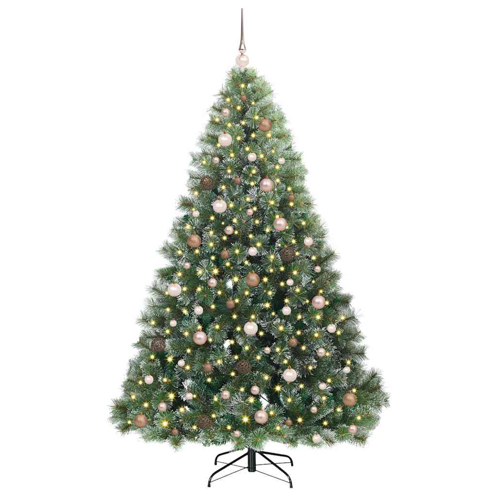 Kunstig juletre med 300 LED med stativ grønn 210 cm PE og PVC