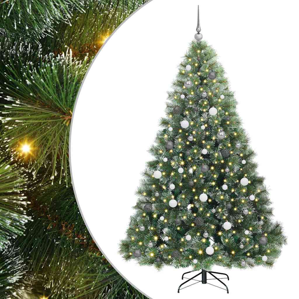 Kunstig juletre med 300 LED med stativ grønn 210 cm PE og PVC