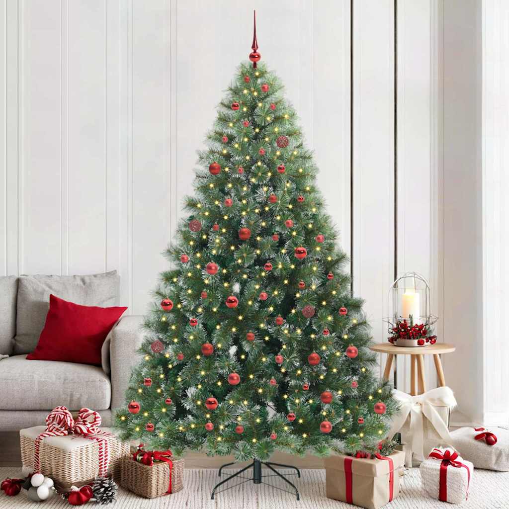 Kunstig juletre med 300 LED med stativ grønn 210 cm PE og PVC