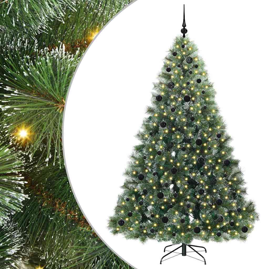 Kunstig juletre med 300 LED med stativ grønn 210 cm PE og PVC