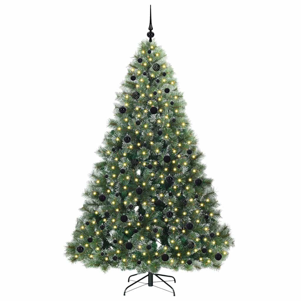 Kunstig juletre med 300 LED med stativ grønn 210 cm PE og PVC