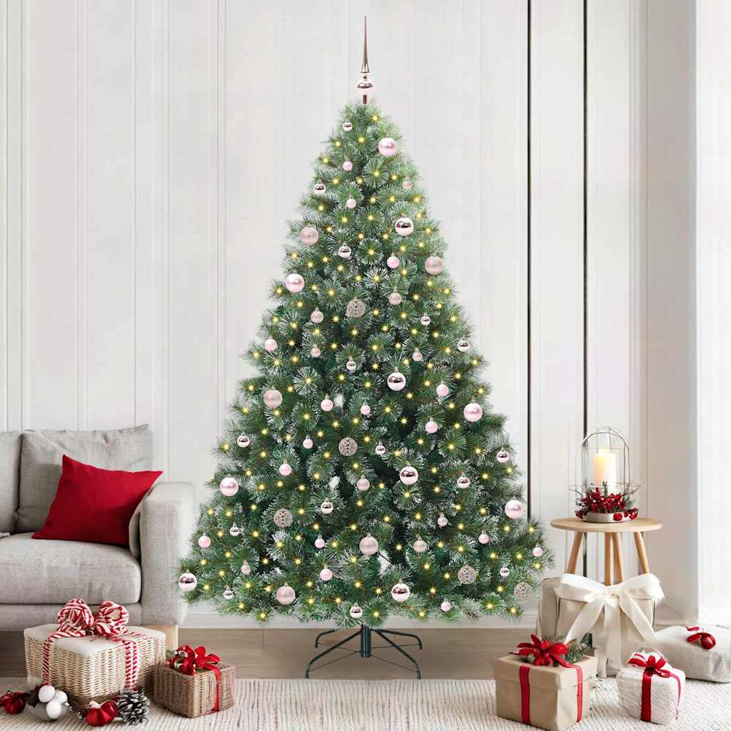 Kunstig juletre med 300 LED med stativ grønn 210 cm PE og PVC