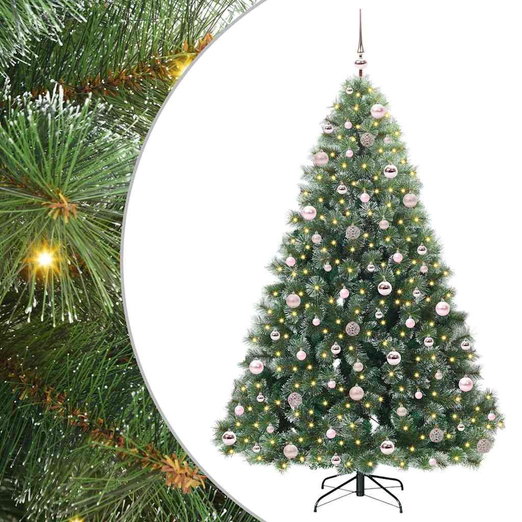 Kunstig juletre med 300 LED med stativ grønn 210 cm PE og PVC