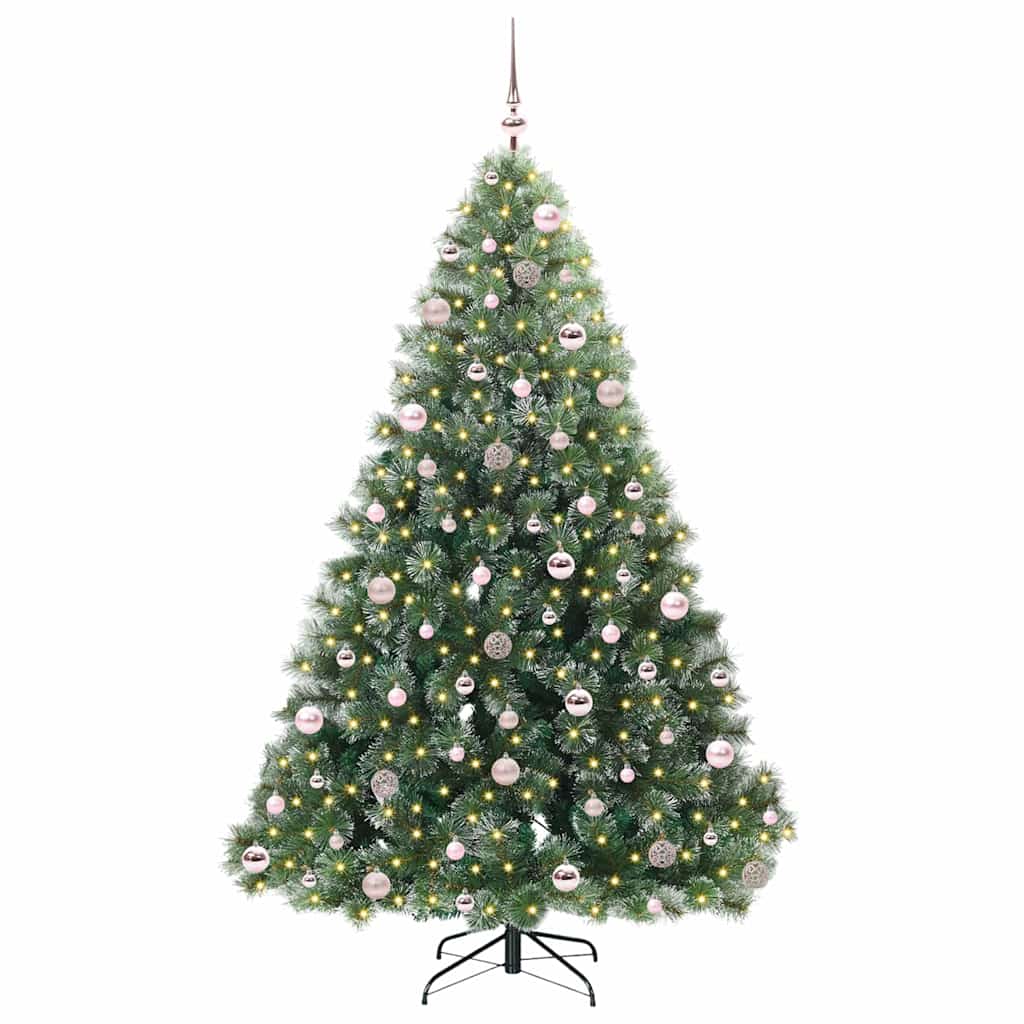 Kunstig juletre med 300 LED med stativ grønn 210 cm PE og PVC