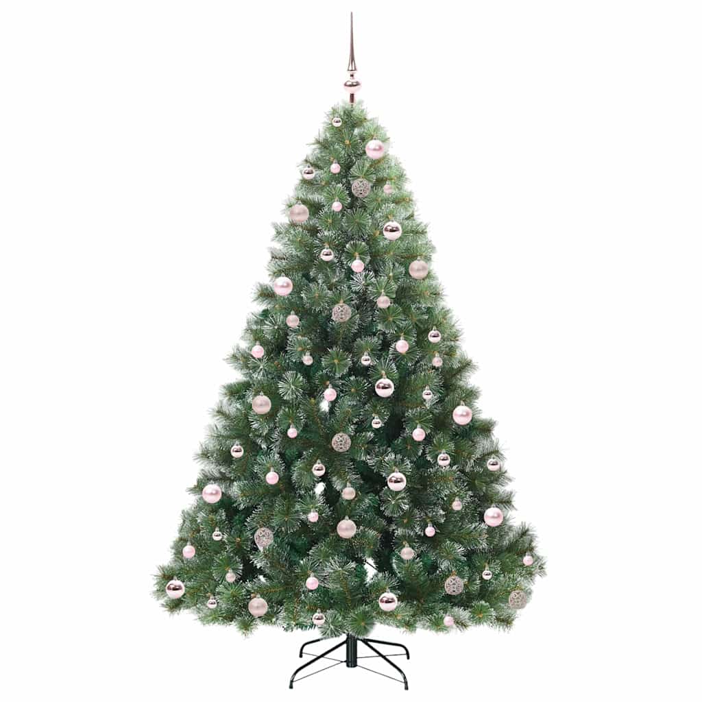 Kunstig juletre med 300 LED med stativ grønn 210 cm PE og PVC