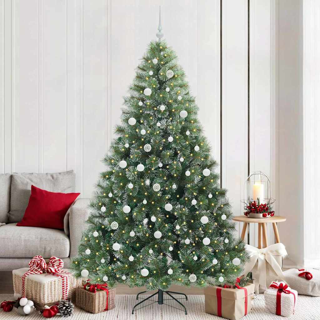 Kunstig juletre med 300 LED med stativ grønn 210 cm PE og PVC