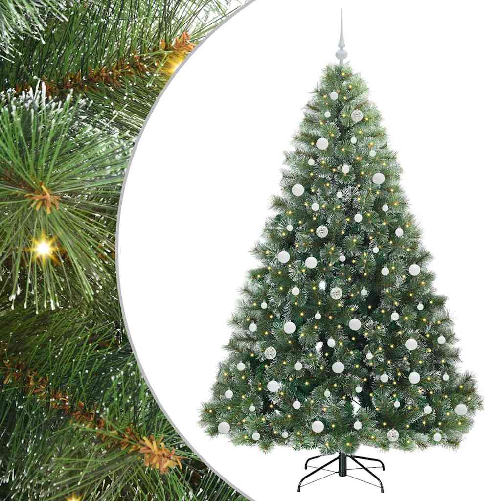 Kunstig juletre med 300 LED med stativ grønn 210 cm PE og PVC