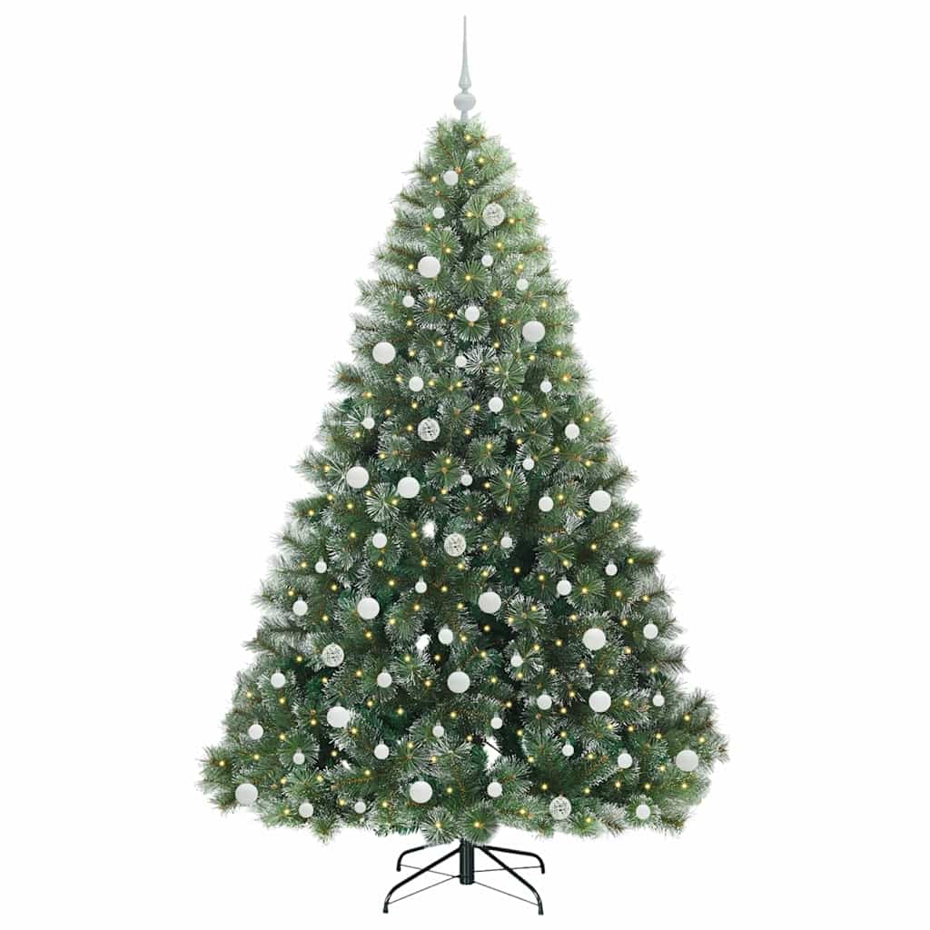 Kunstig juletre med 300 LED med stativ grønn 210 cm PE og PVC