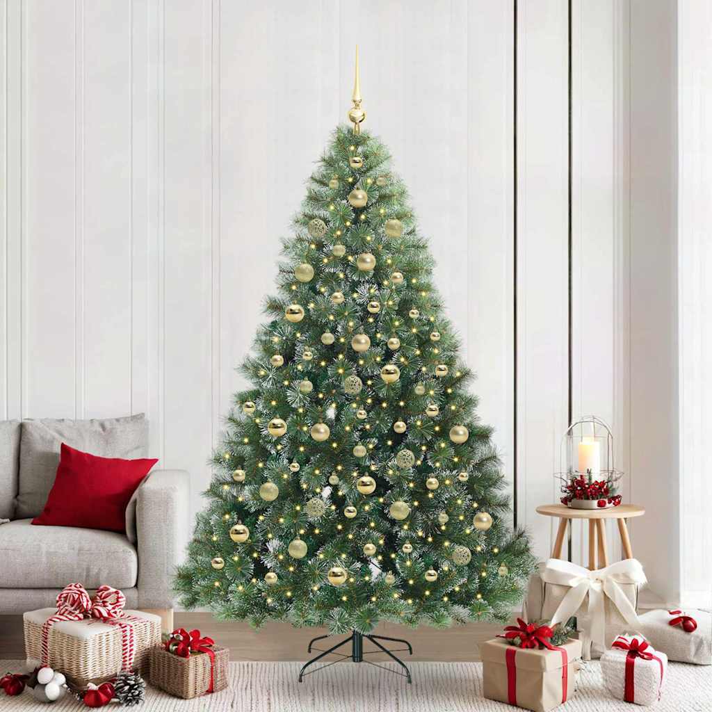Kunstig juletre med 300 LED med stativ grønn 210 cm PE og PVC