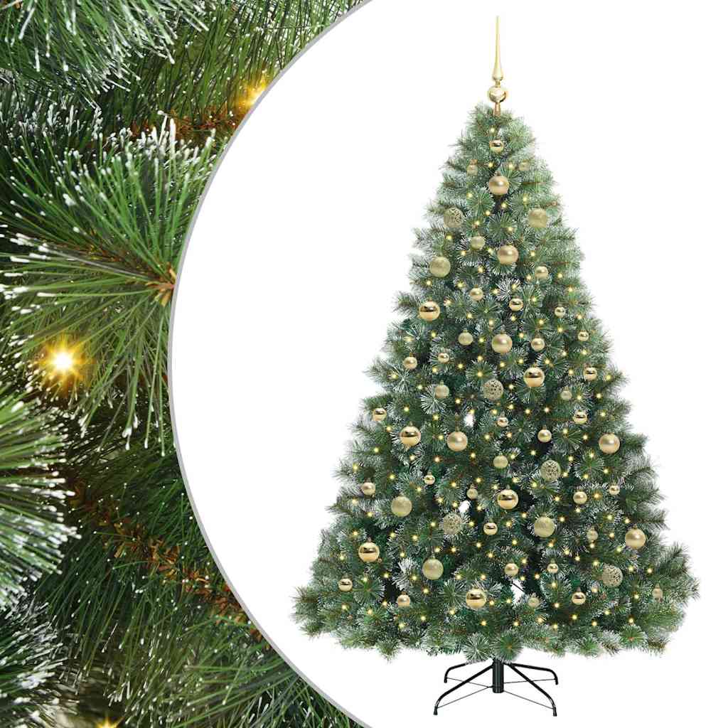 Kunstig juletre med 300 LED med stativ grønn 210 cm PE og PVC