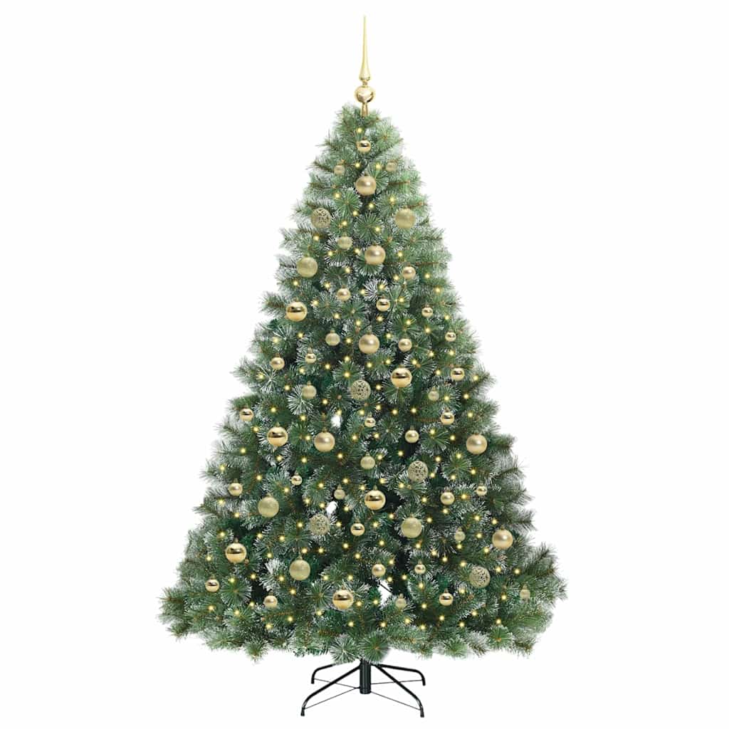 Kunstig juletre med 300 LED med stativ grønn 210 cm PE og PVC