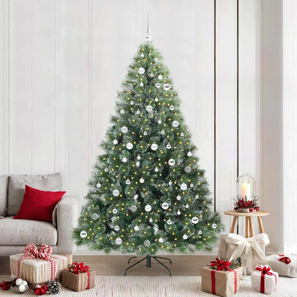 Kunstig juletre med 300 LED med stativ grønn 210 cm PE og PVC
