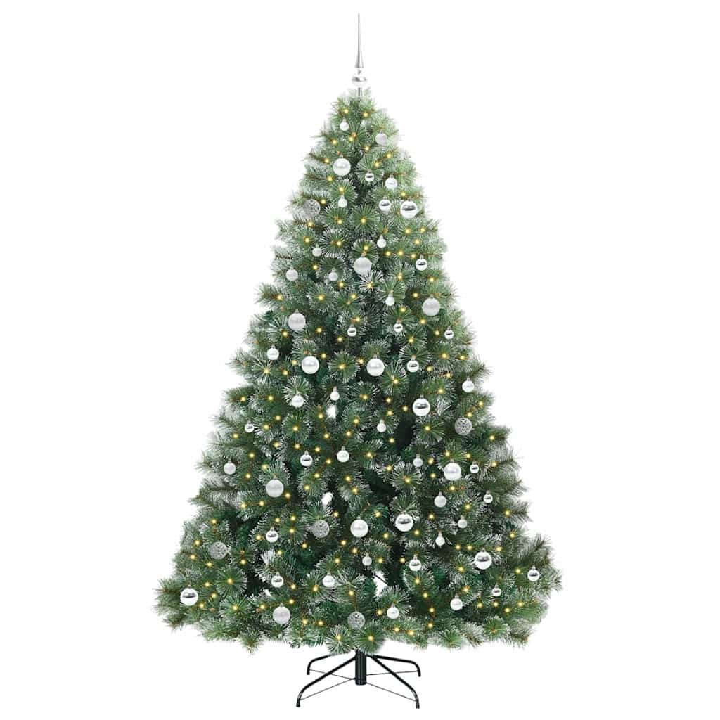 Kunstig juletre med 300 LED med stativ grønn 210 cm PE og PVC