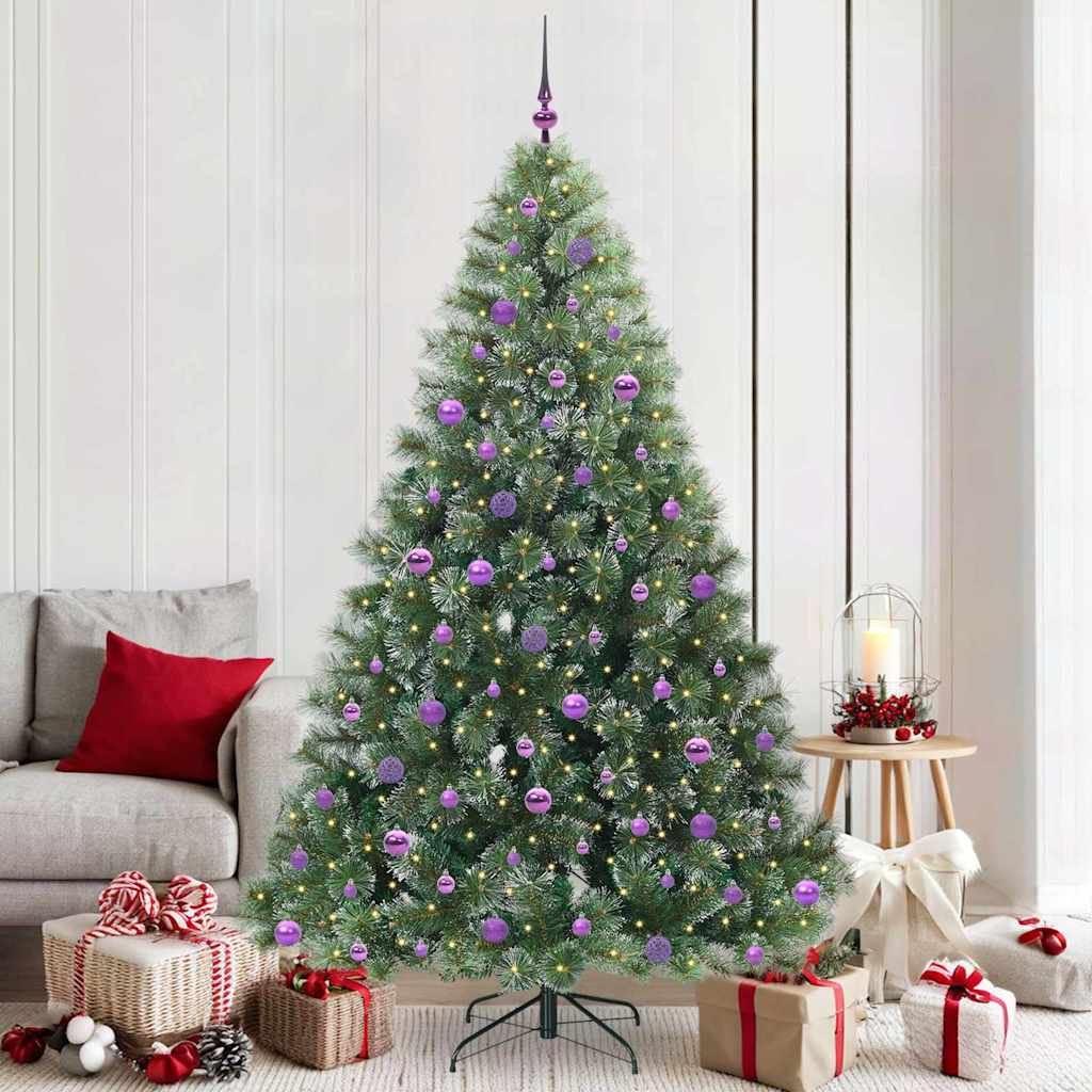 Kunstig juletre med 300 LED med stativ grønn 210 cm PE og PVC