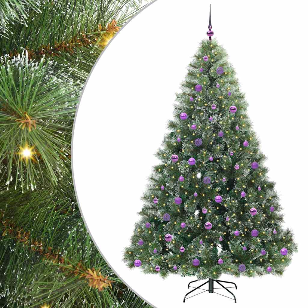 Kunstig juletre med 300 LED med stativ grønn 210 cm PE og PVC