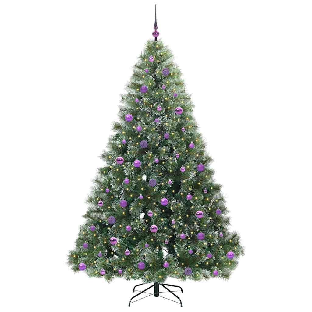 Kunstig juletre med 300 LED med stativ grønn 210 cm PE og PVC
