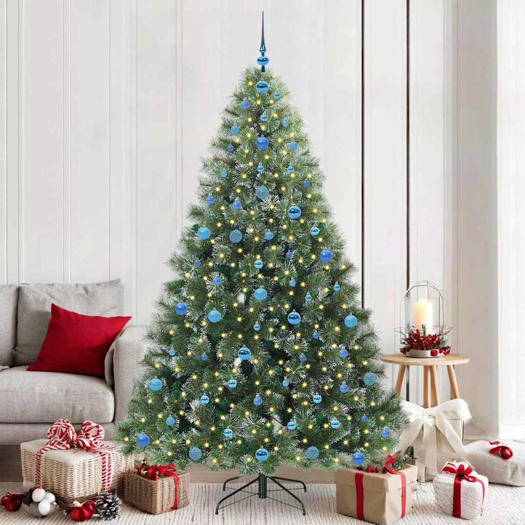 Kunstig juletre med 300 LED med stativ grønn 210 cm PE og PVC