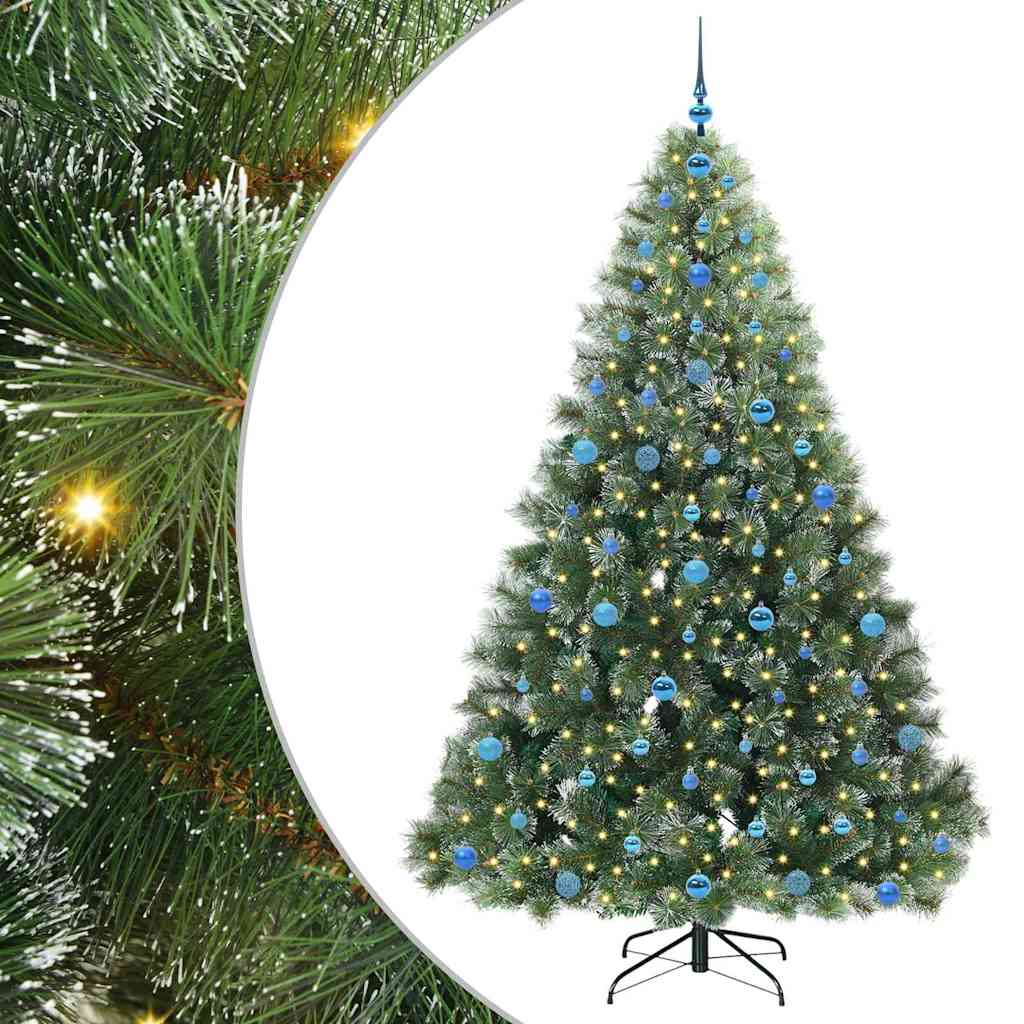 Kunstig juletre med 300 LED med stativ grønn 210 cm PE og PVC