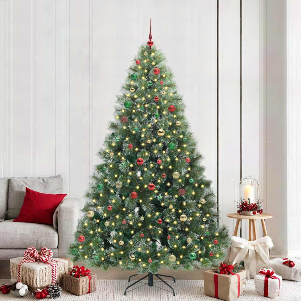 Kunstig juletre med 300 LED med stativ grønn 210 cm PE og PVC
