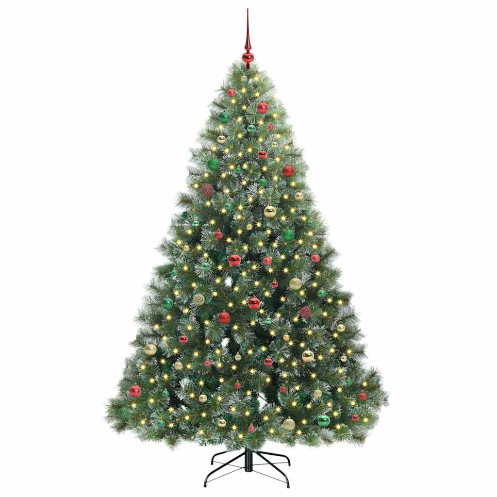 Kunstig juletre med 300 LED med stativ grønn 210 cm PE og PVC