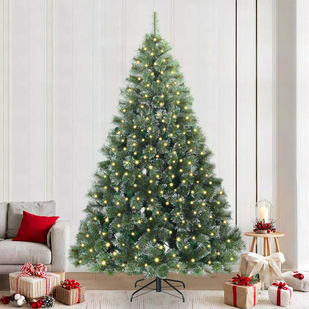 Kunstig juletre med 300 LED med stativ grønn 240 cm PE og PVC