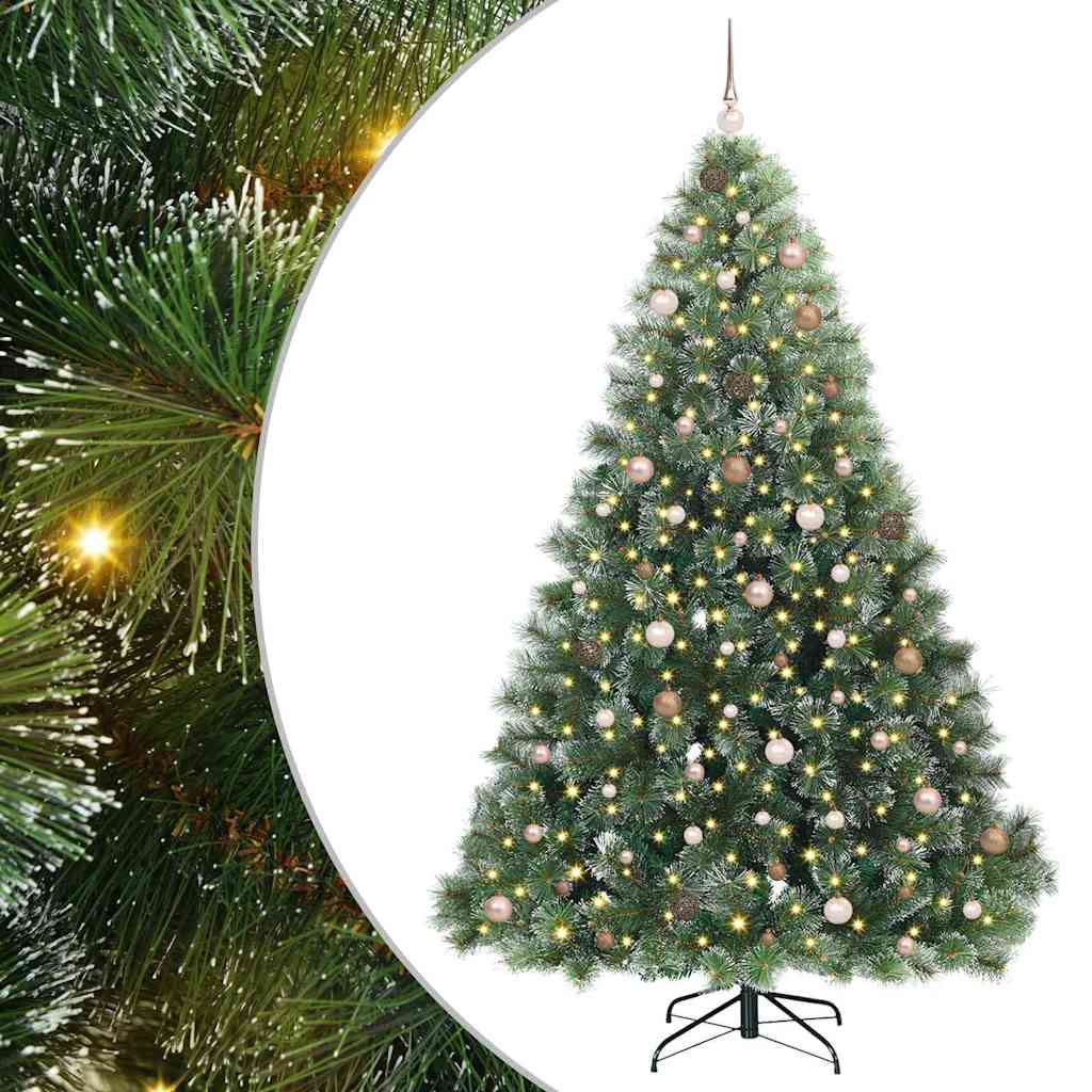 Kunstig juletre med 300 LED med stativ grønn 240 cm PE og PVC