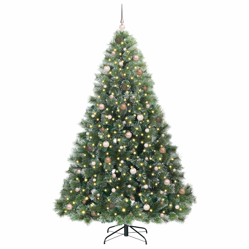 Kunstig juletre med 300 LED med stativ grønn 240 cm PE og PVC
