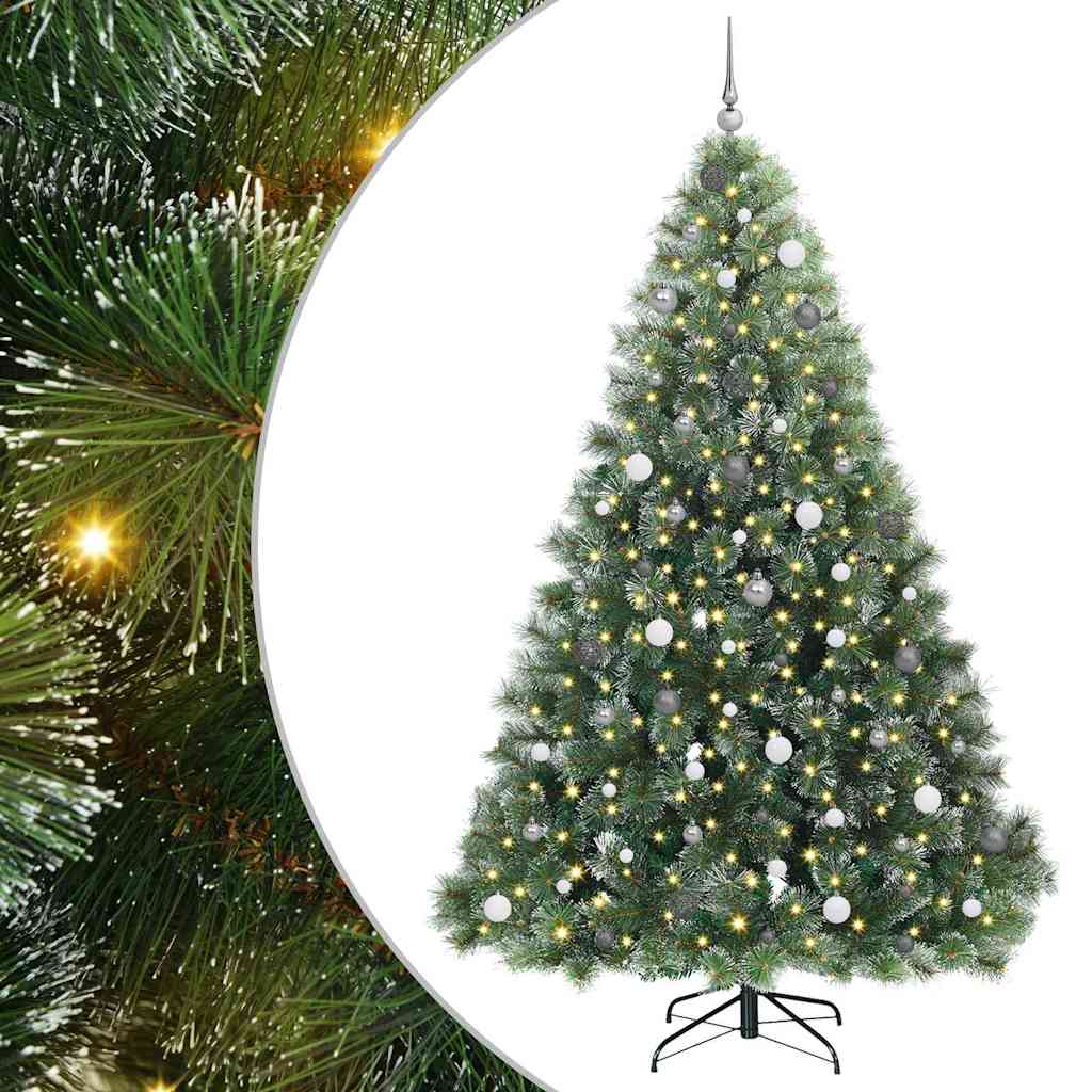 Kunstig juletre med 300 LED med stativ grønn 240 cm PE og PVC