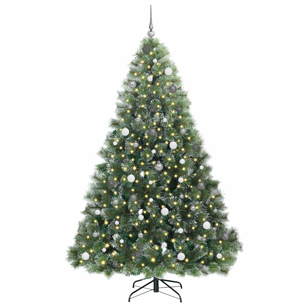 Kunstig juletre med 300 LED med stativ grønn 240 cm PE og PVC