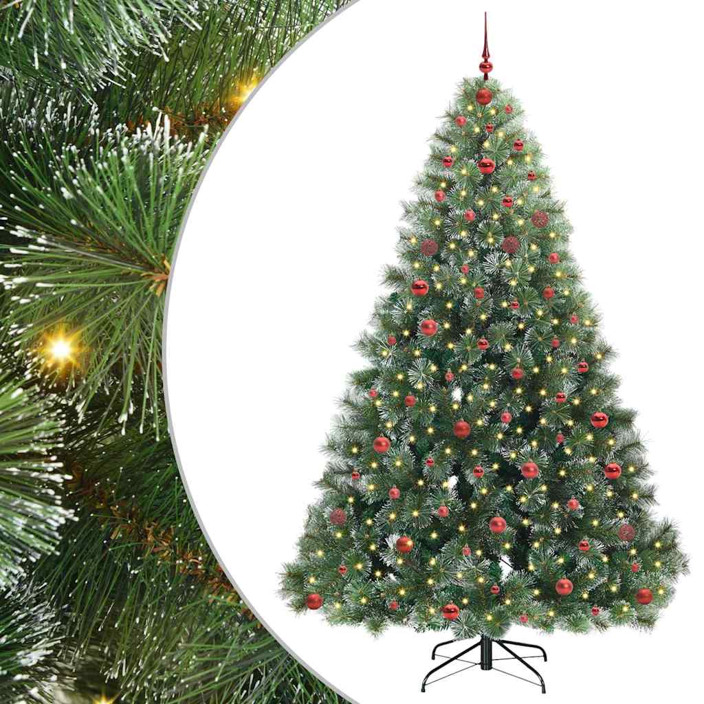 Kunstig juletre med 300 LED med stativ grønn 240 cm PE og PVC
