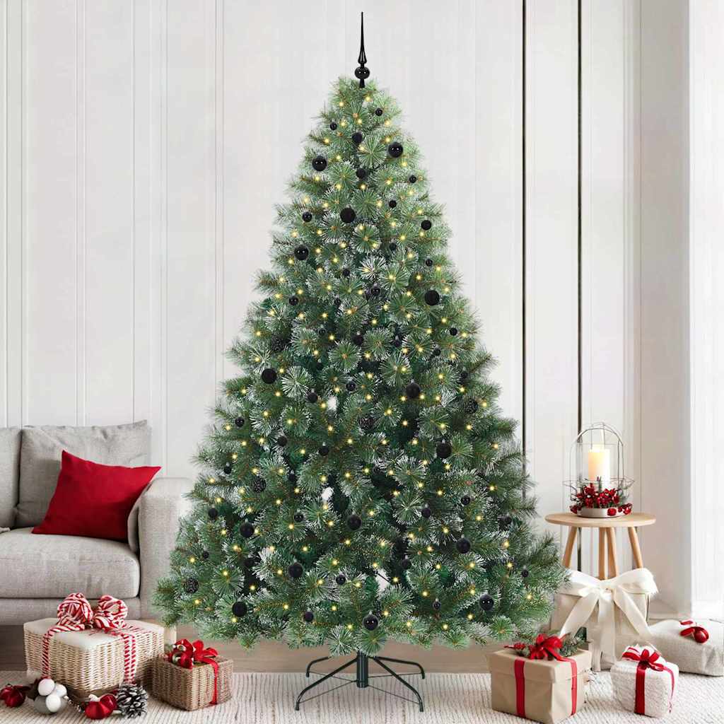 Kunstig juletre med 300 LED med stativ grønn 240 cm PE og PVC