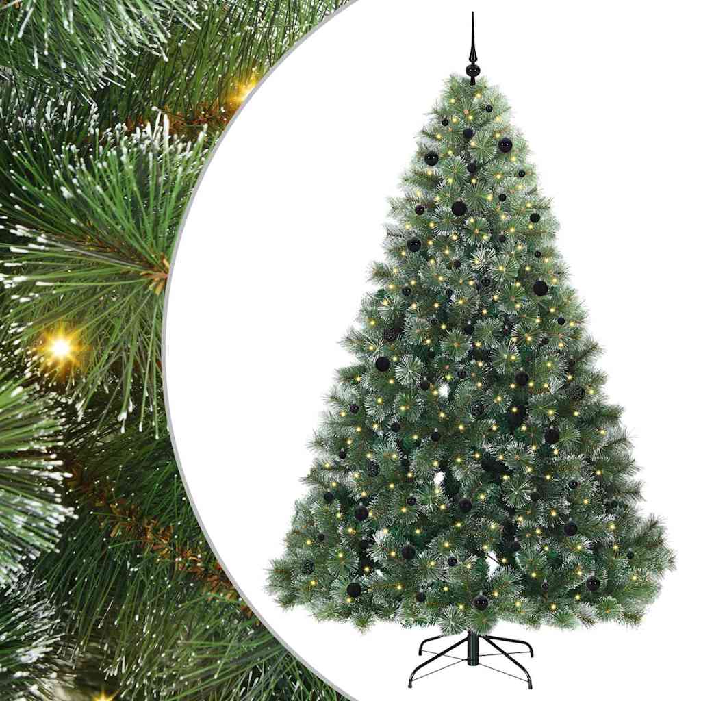 Kunstig juletre med 300 LED med stativ grønn 240 cm PE og PVC