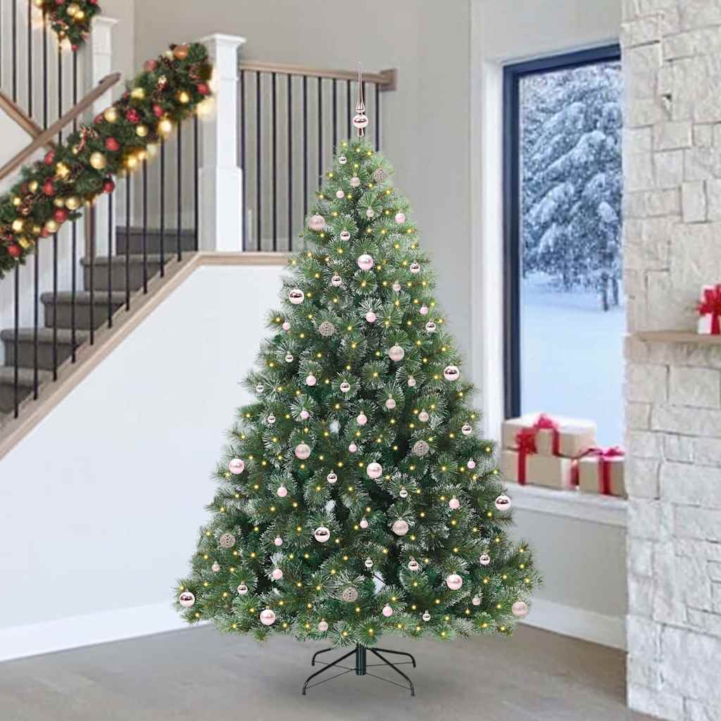 Kunstig juletre med 300 LED med stativ grønn 240 cm PE og PVC