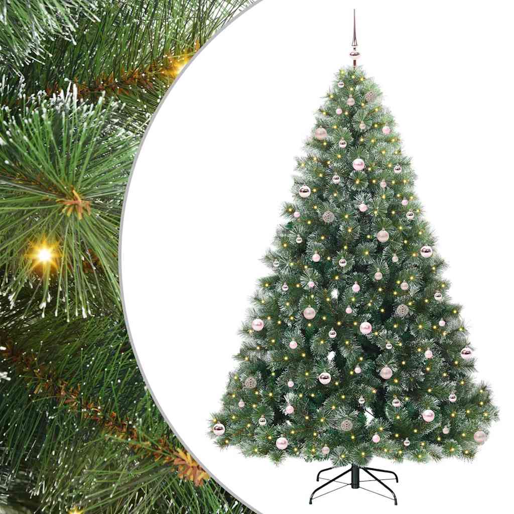 Kunstig juletre med 300 LED med stativ grønn 240 cm PE og PVC