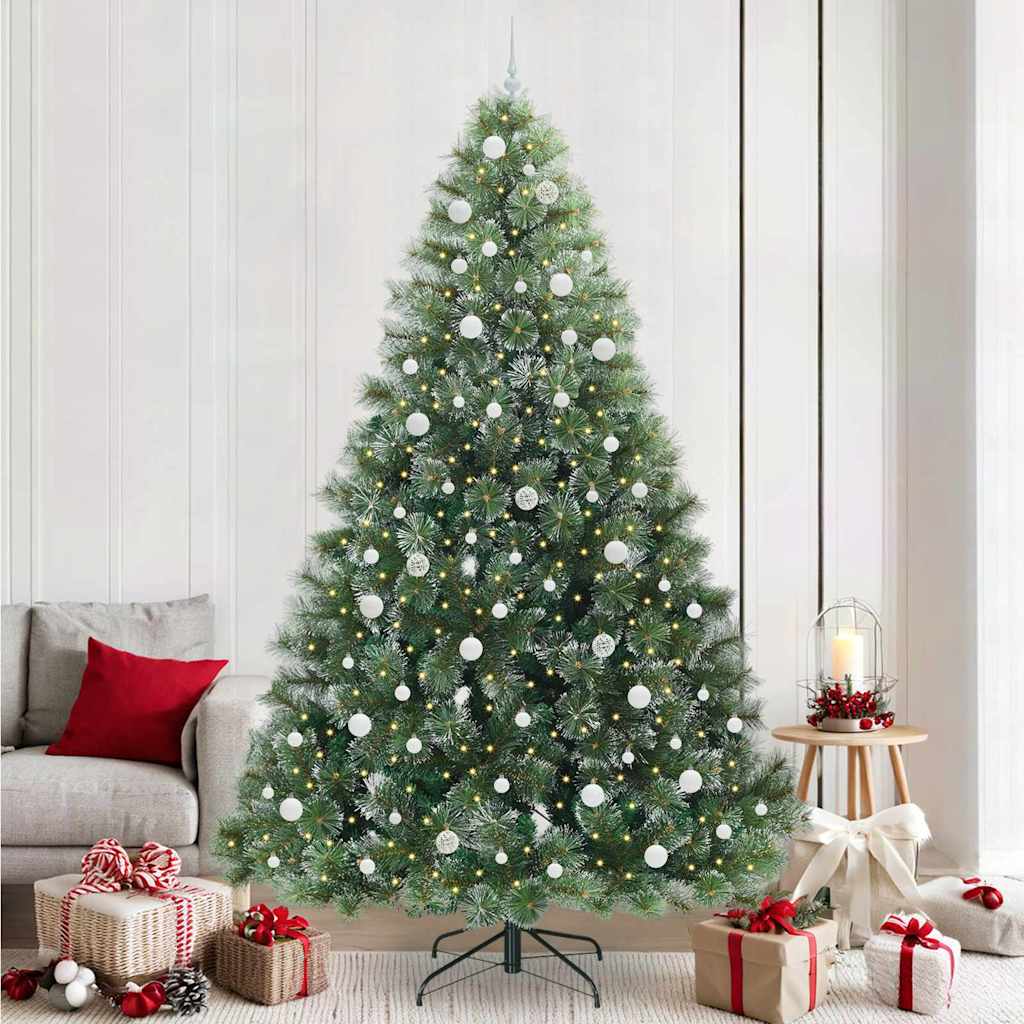 Kunstig juletre med 300 LED med stativ grønn 240 cm PE og PVC