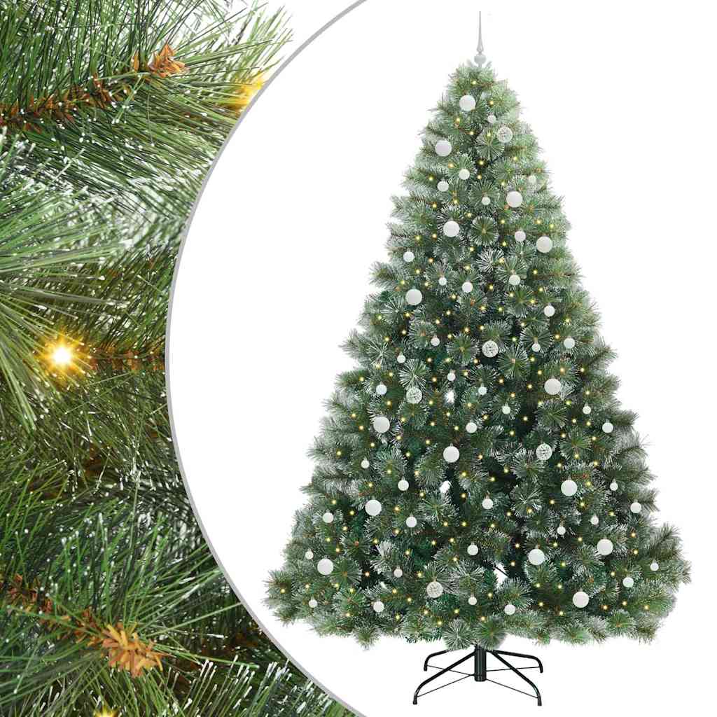 Kunstig juletre med 300 LED med stativ grønn 240 cm PE og PVC