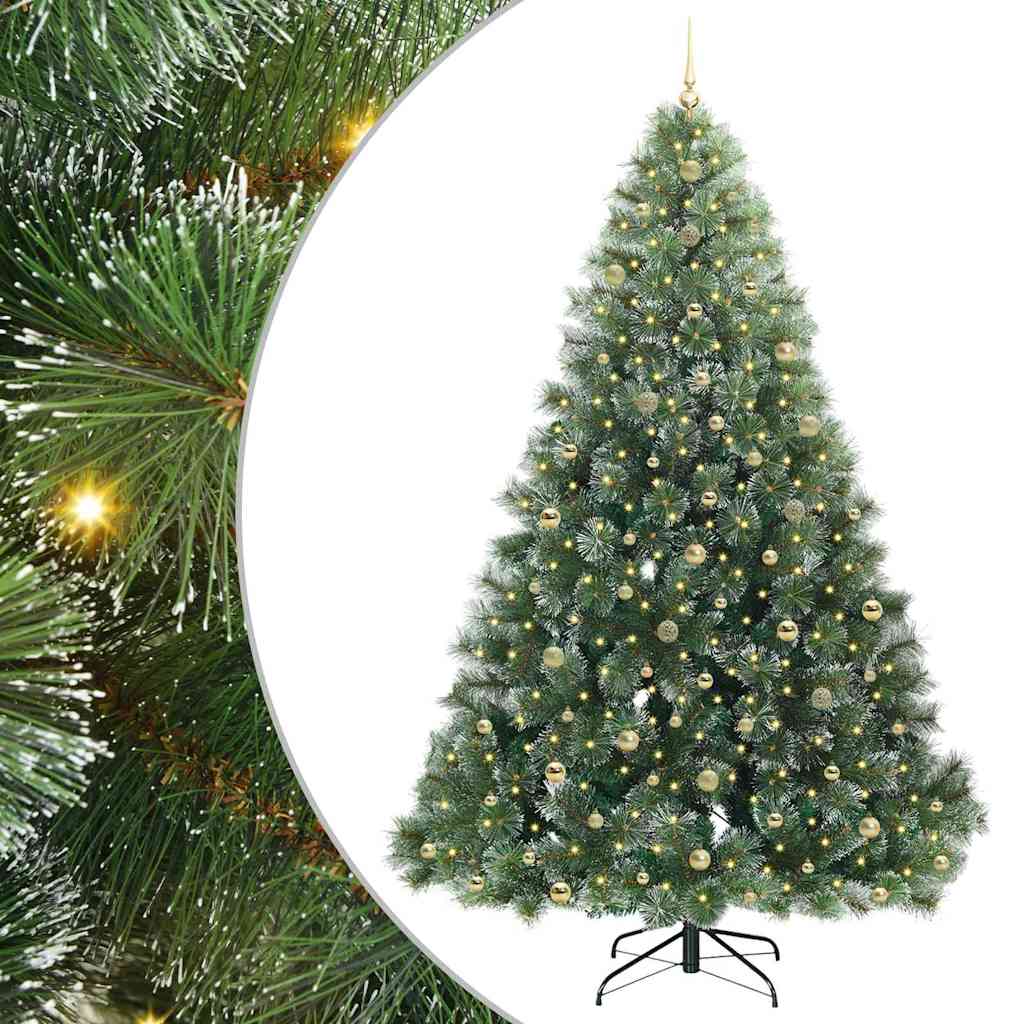 Kunstig juletre med 300 LED med stativ grønn 240 cm PE og PVC