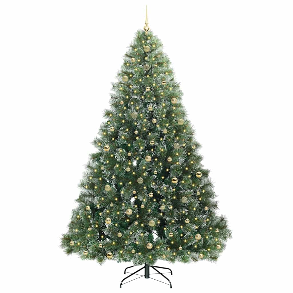 Kunstig juletre med 300 LED med stativ grønn 240 cm PE og PVC